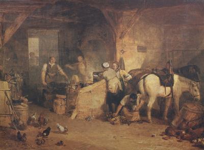 Joseph Mallord William Turner A country blacksmith disputing upon the price of iron,and the price charged to the butcher for shoeing his pony (mk310 Germany oil painting art